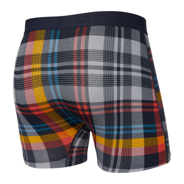 Back of Ultra Boxer Brief Fly in Multi Free Fall Plaid