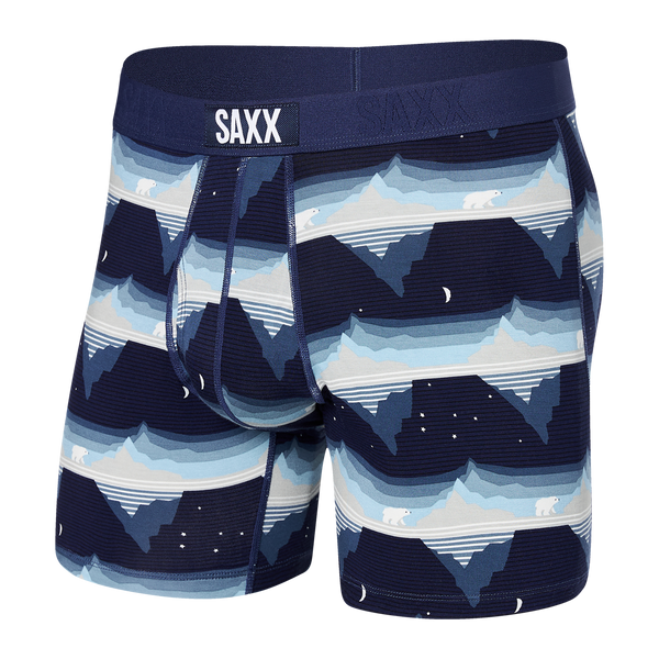 Front of Ultra Super Soft Boxer Brief Fly in Go With The Floe- Navy