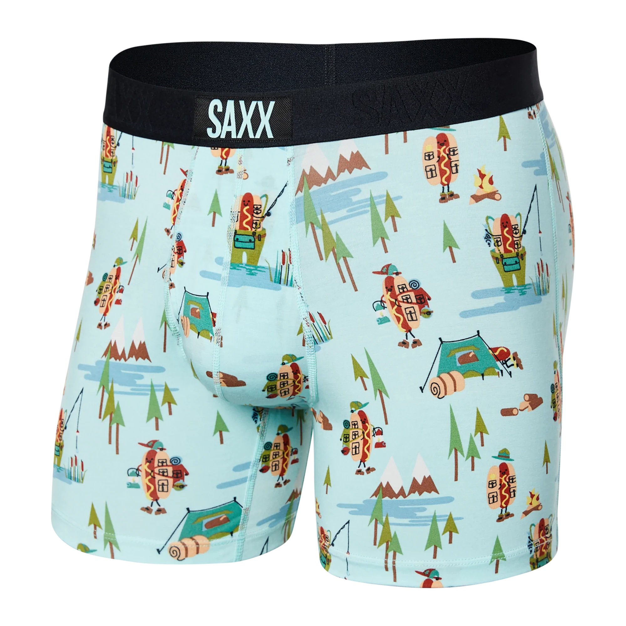Front of Ultra Super Soft Boxer Brief Fly in Hot Dog Park Ranger- Blue