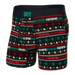 Front of Ultra Super Soft Boxer Brief Fly in Holiday Sweater- Black