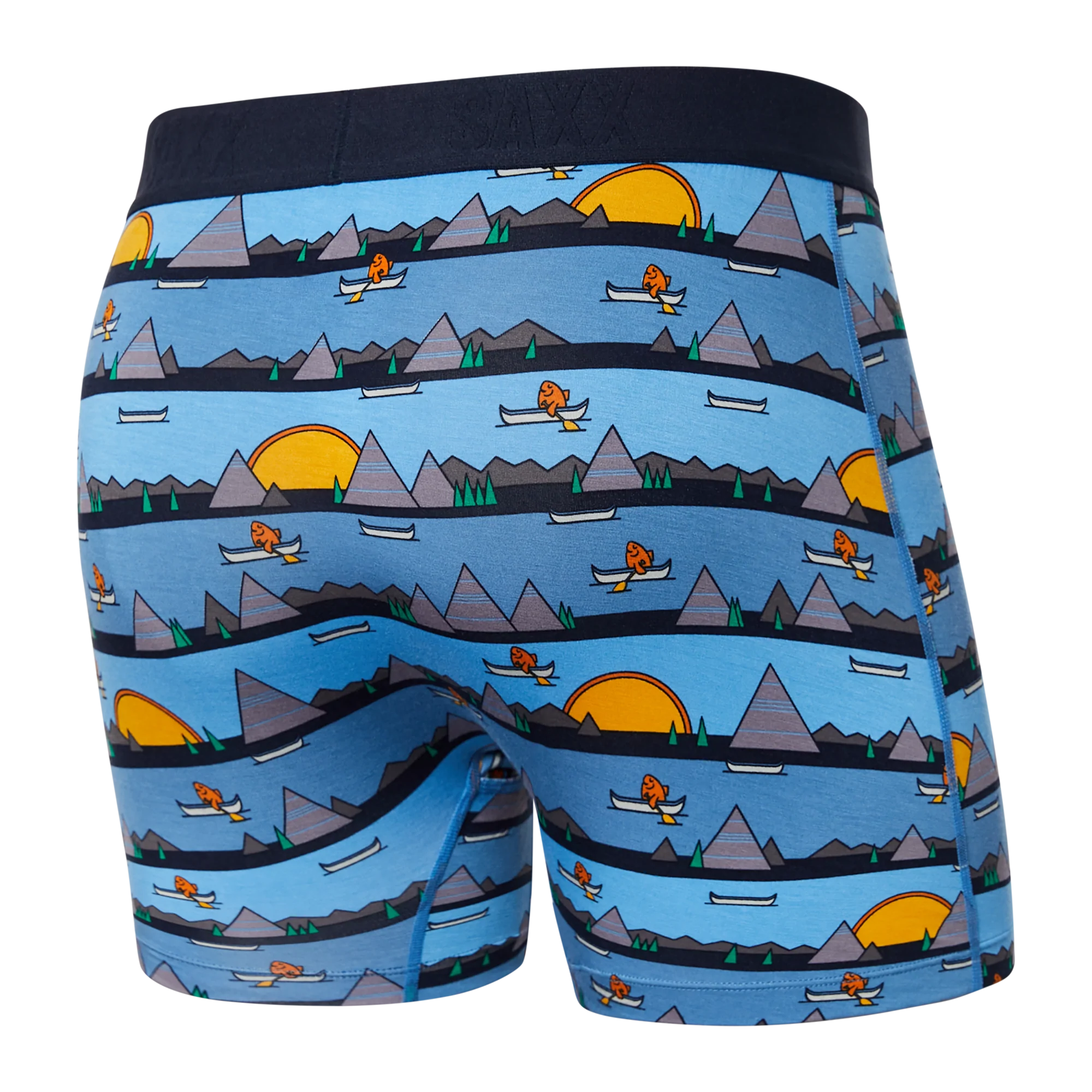 Back of Ultra Super Soft Boxer Brief Fly in Lazy River- Blue