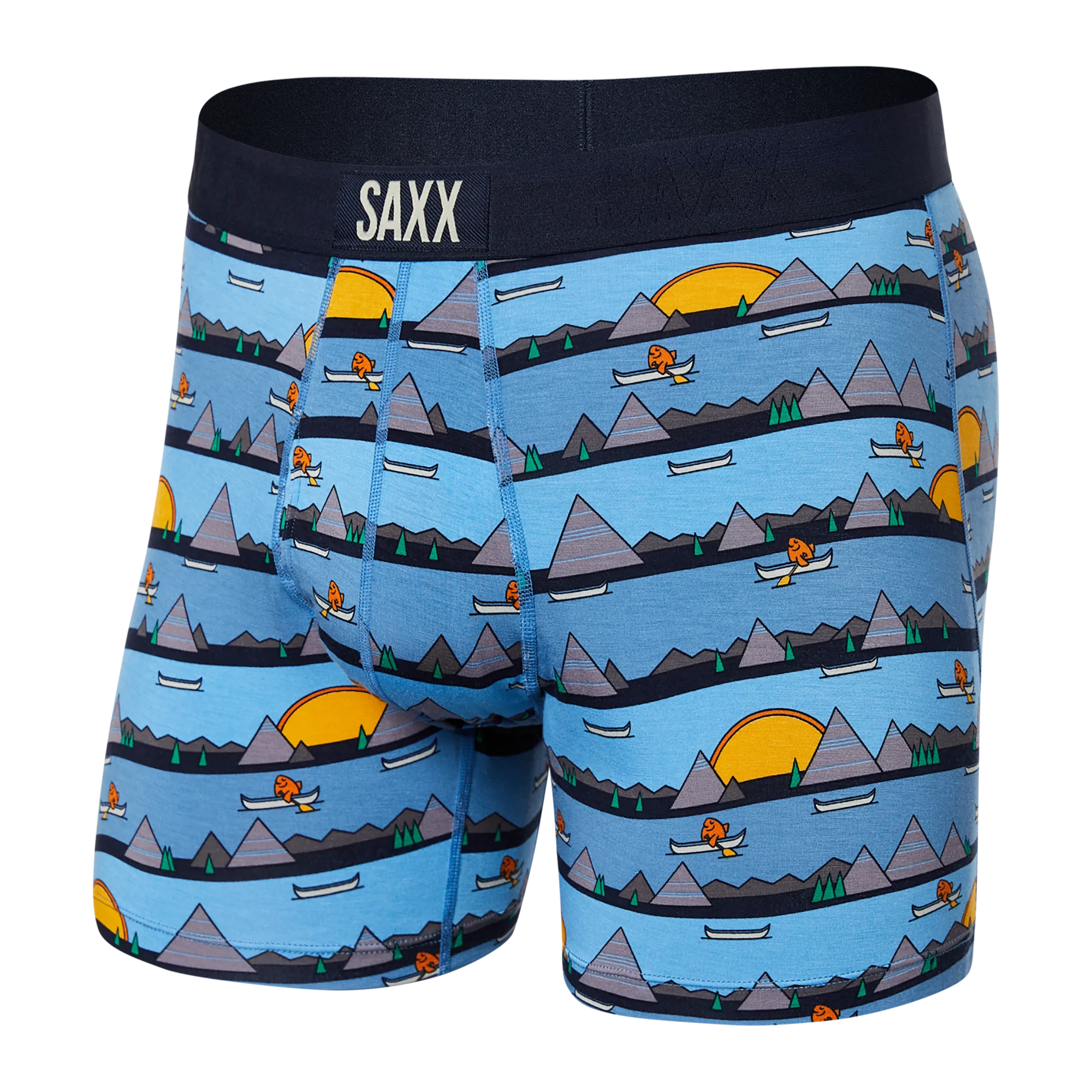 Front of Ultra Super Soft Boxer Brief Fly in Lazy River- Blue