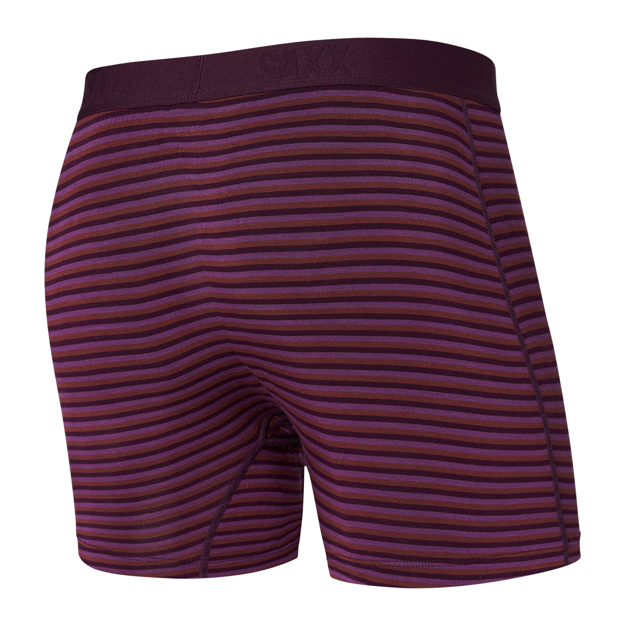 Back of Ultra Super Soft Boxer Brief Fly in Micro Stripe- Plum