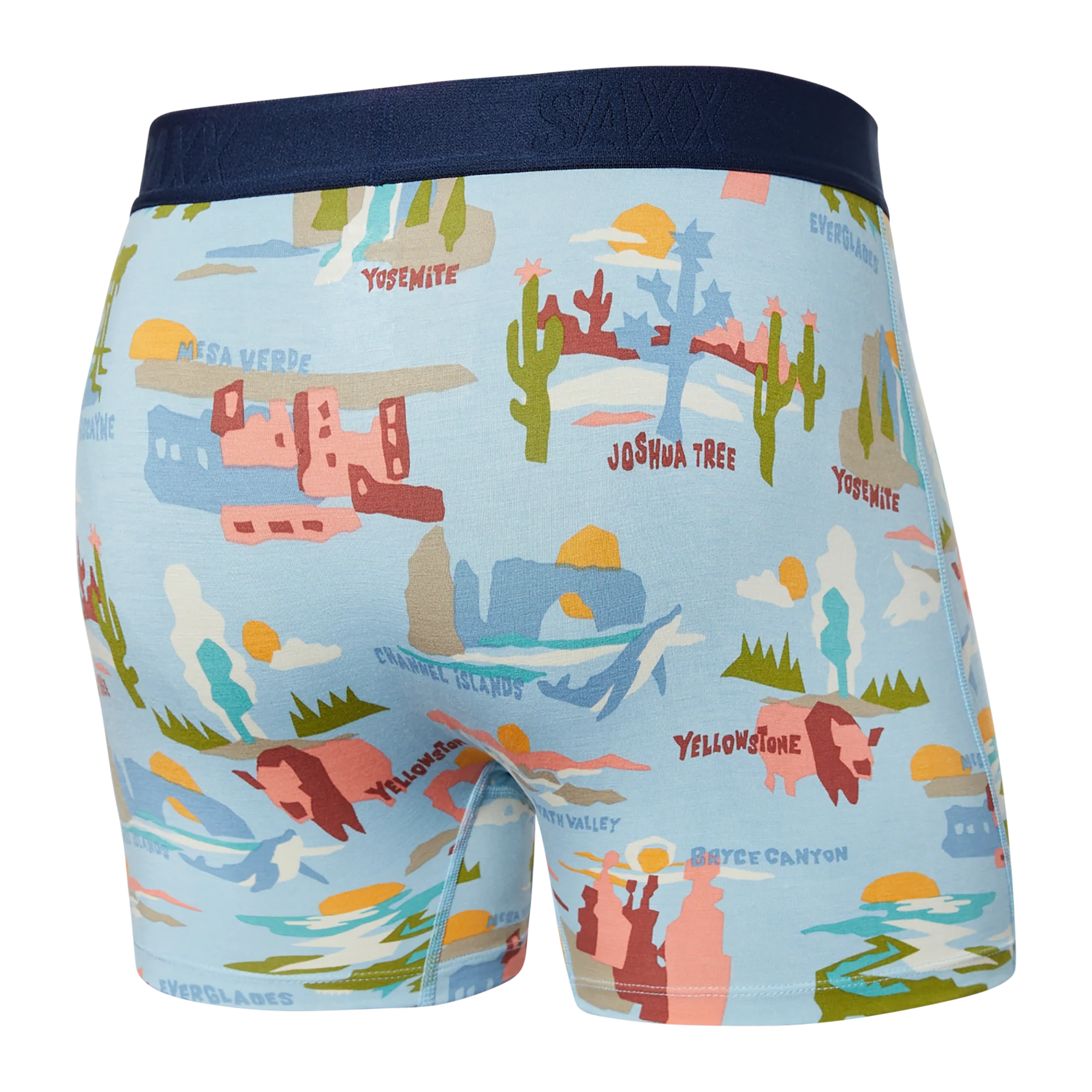 Back of Ultra Super Soft Boxer Brief Fly in Park Tour Guide- Blue