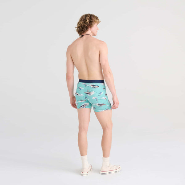 Back - Model wearing Ultra Boxer Brief in Sharkski- Turquoise