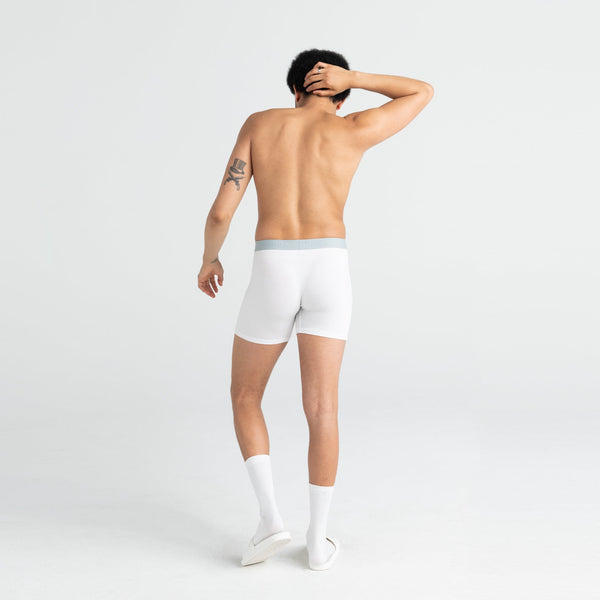 Back - Model wearing Ultra Boxer Brief Fly in White