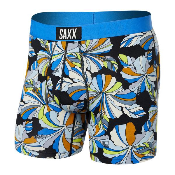 Front of Ultra Super Soft Boxer Brief Fly in Flower Pop- Blue