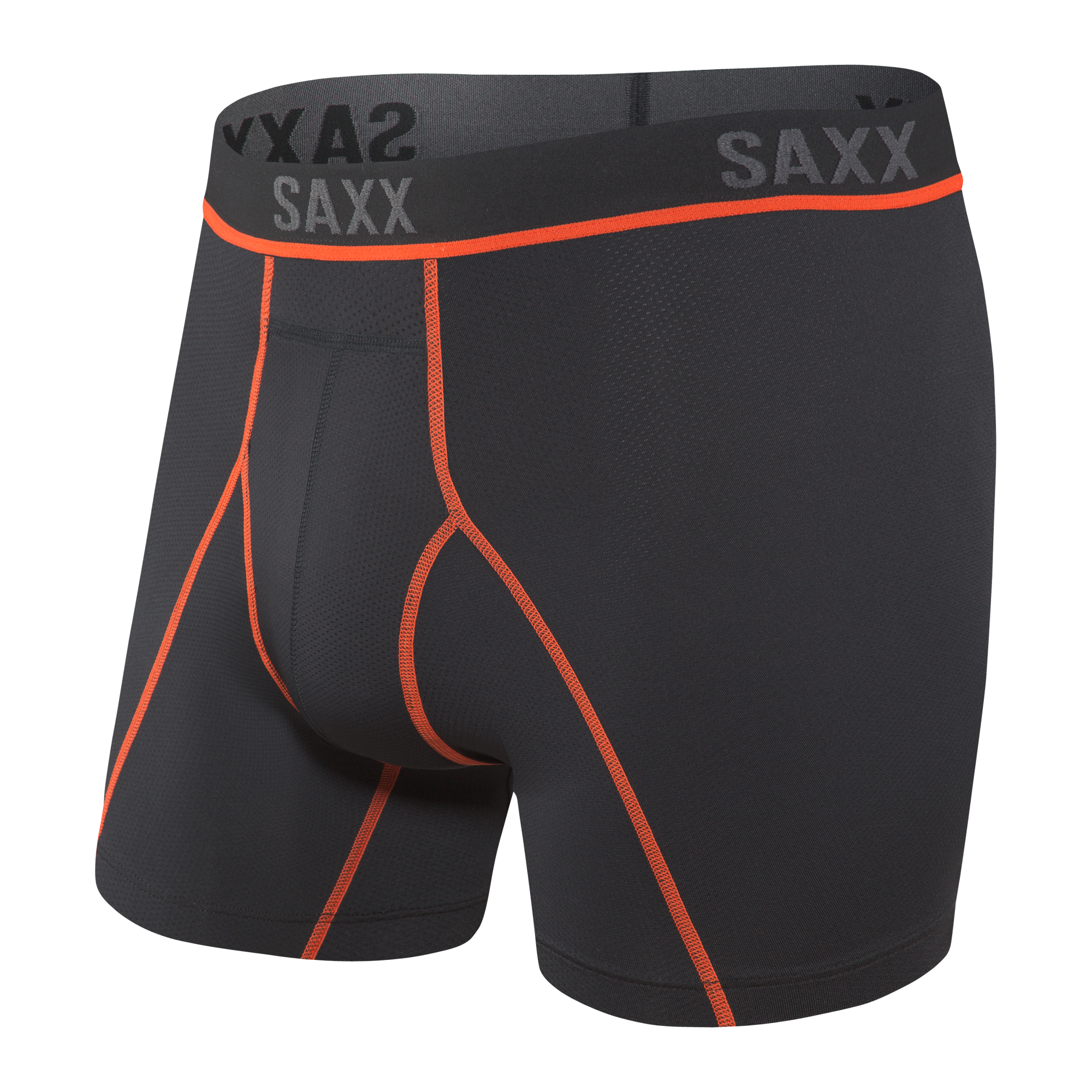 Front of Kinetic HD Boxer Brief in Black/Vermillion
