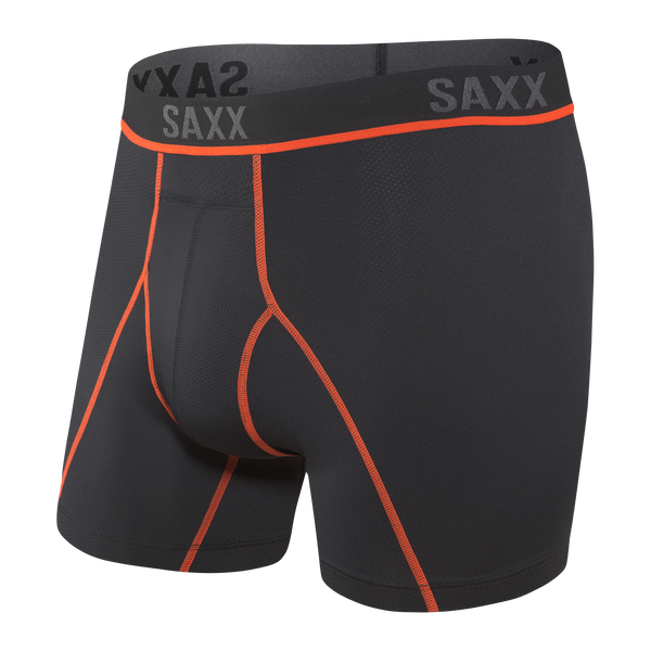 Front of Kinetic HD Boxer Brief in Black/Vermillion