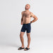 Front - Model wearing Kinetic HD Boxer Brief in Navy/City Blue