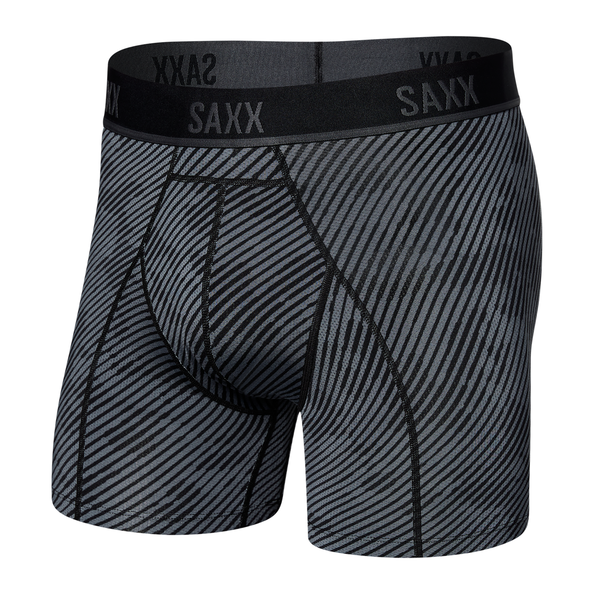 Front of Kinetic Light-Compression Mesh Boxer Brief in Optic Camo- Black