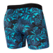 Back of Platinum Boxer Brief Fly in Lush Tropics- Racer Blue