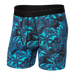 Front of Platinum Boxer Brief Fly in Lush Tropics- Racer Blue