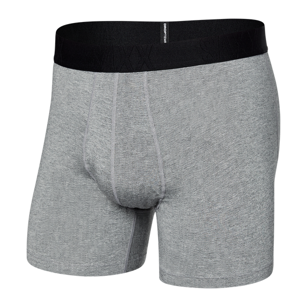 Front of DropTemp Cooling Cotton Boxer Brief in Dark Grey Heather