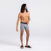 Front - Model wearing DropTemp Cooling Cotton Boxer Brief in Dark Grey Heather