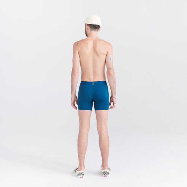 Back - Model wearing Droptemp Cooling Cotton Boxer Brief Fly in Deep Ocean