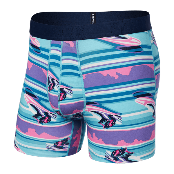 Front of DropTemp Cooling Cotton Boxer Brief in Jetski Stripe- Pool