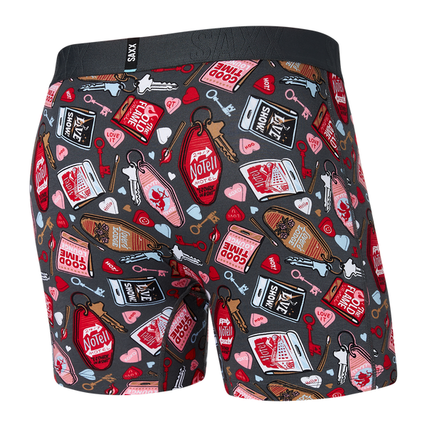 Back of Droptemp Cooling Cotton Boxer Brief Fly in No Tell Motel- Graphite
