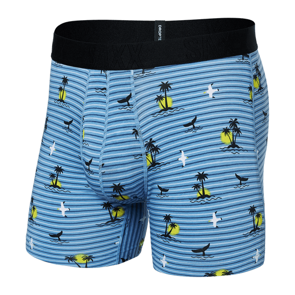 Front of DropTemp Cooling Cotton Boxer Brief in Offshore Breeze- Blue