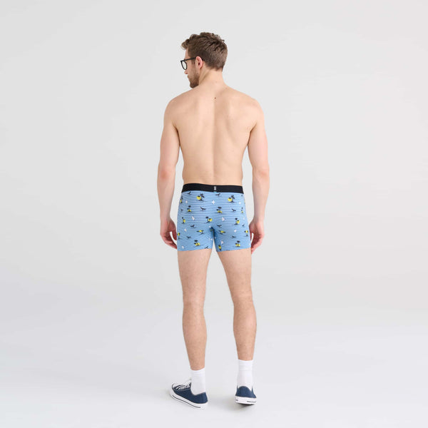 Back - Model wearing DropTemp Cooling Cotton Boxer Brief in Offshore Breeze- Blue