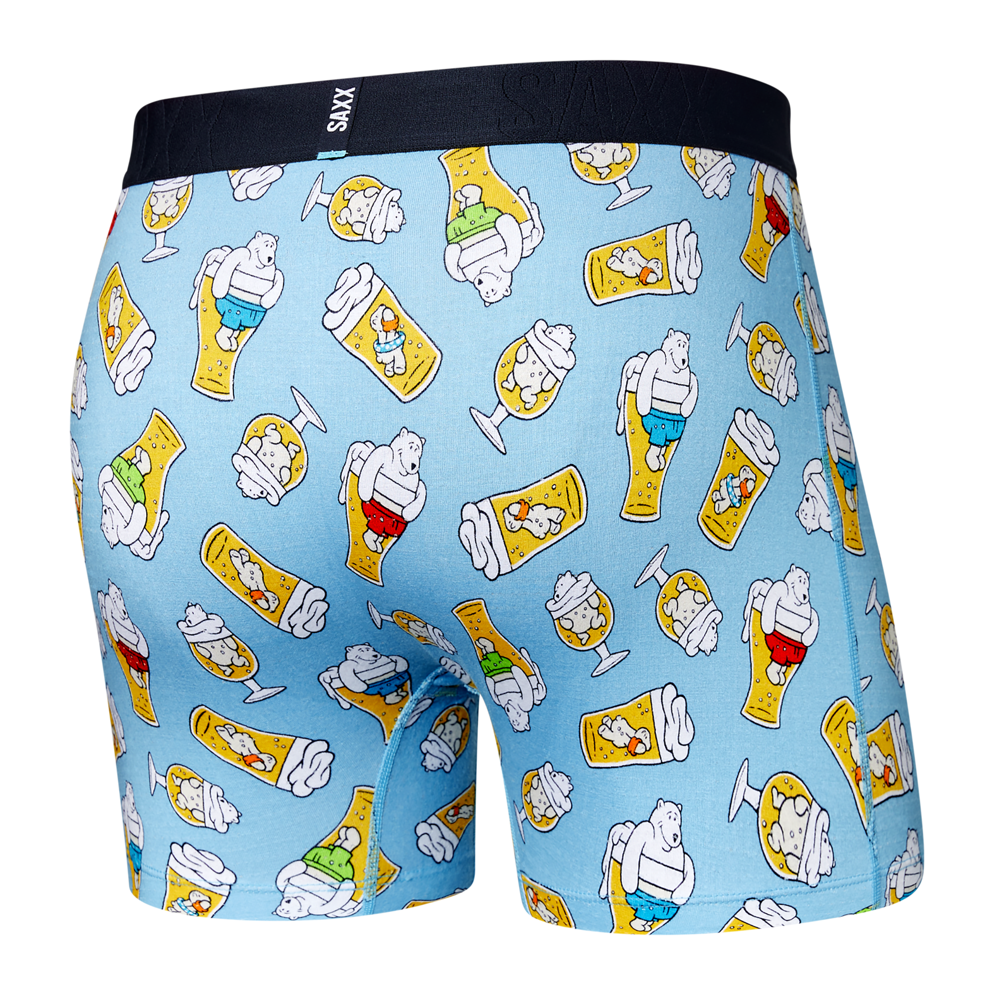 Back of DropTemp Cooling Cotton Boxer Brief in Polar Beers- Blue