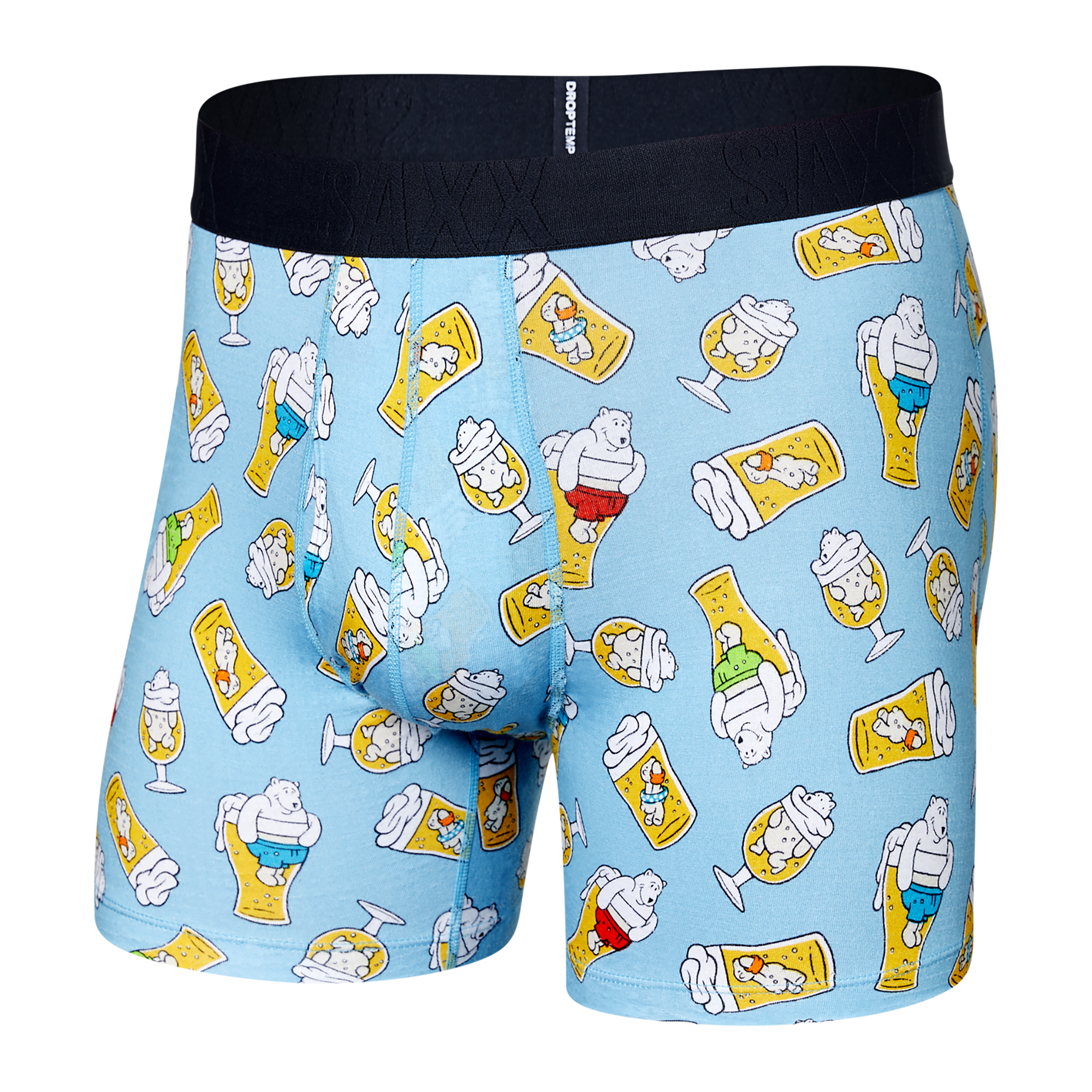 Front of DropTemp Cooling Cotton Boxer Brief in Polar Beers- Blue