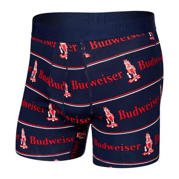Front of DropTemp Cooling Cotton Boxer Brief in Pony Bud Stripe- Navy