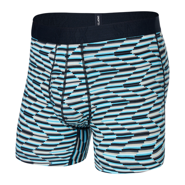 Front of Droptemp Cooling Cotton Boxer Brief Fly in Zig Zag Stripe- Multi