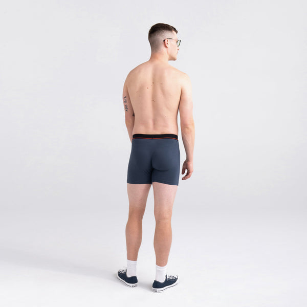 Back - Model wearing Non-Stop Stretch Cotton Boxer Brief in Deep Navy