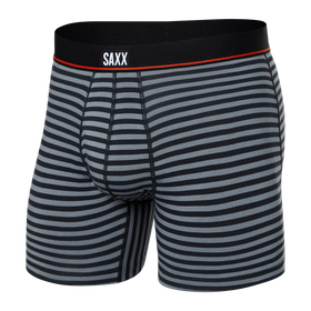 Front of Non-Stop Stretch Cotton Boxer Brief in Hiker Stripe- Grey