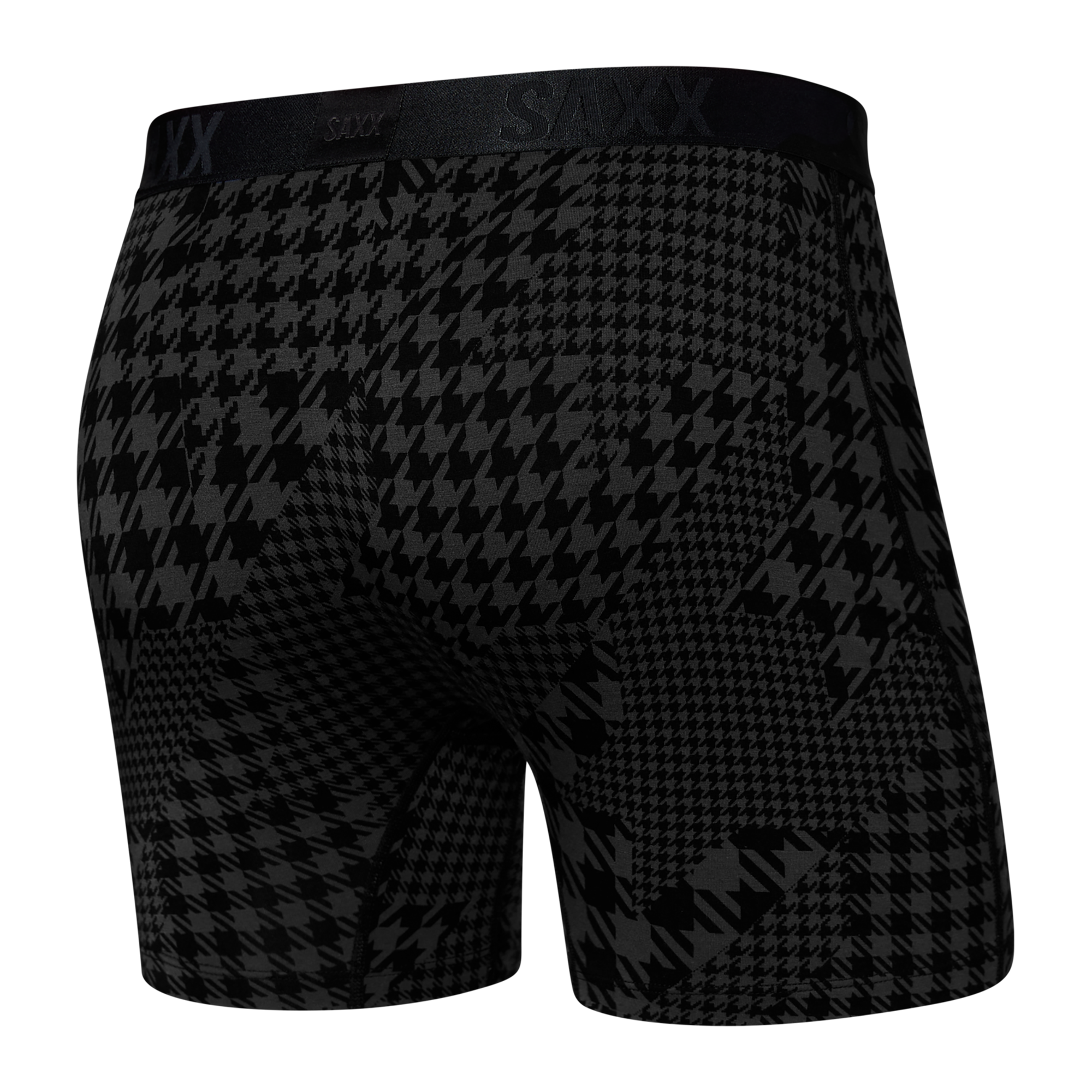Back of 22nd Century Silk Boxer Brief in Dogstooth Camo- Black