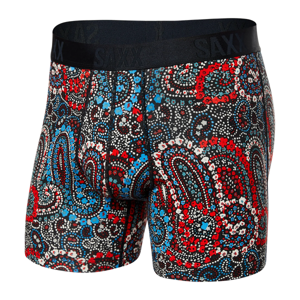 Front of 22nd Century Silk Boxer Brief Fly in Painted Paisley- Multi