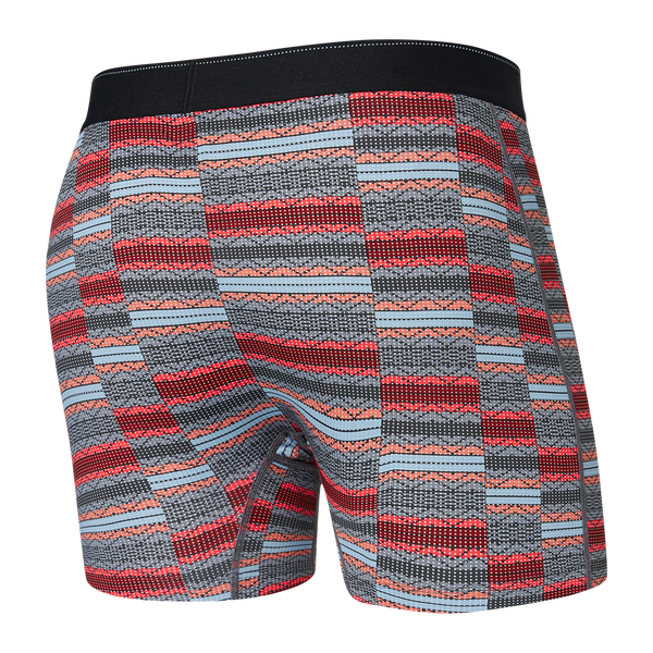 Back of Quest Quick Dry Mesh Boxer Brief Fly in Asher Stripe- Red