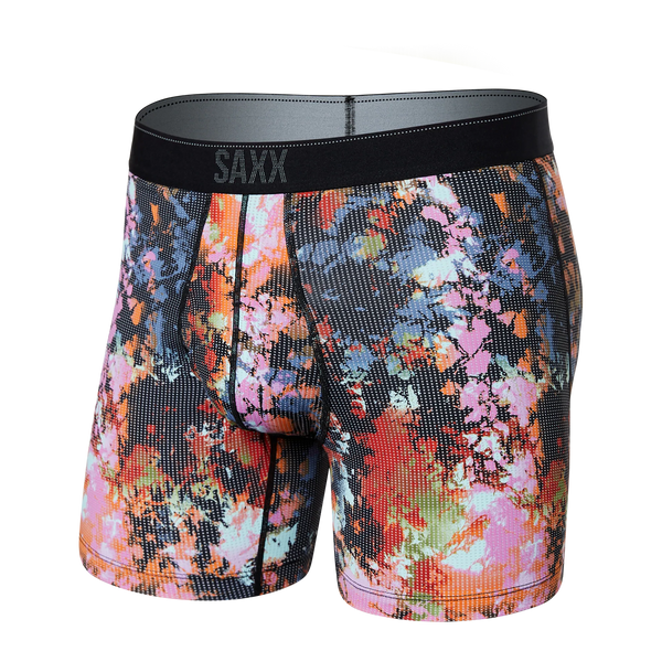 Front of Quest Quick Dry Mesh Boxer Brief Fly in Prismatic Ice Dye- Multi
