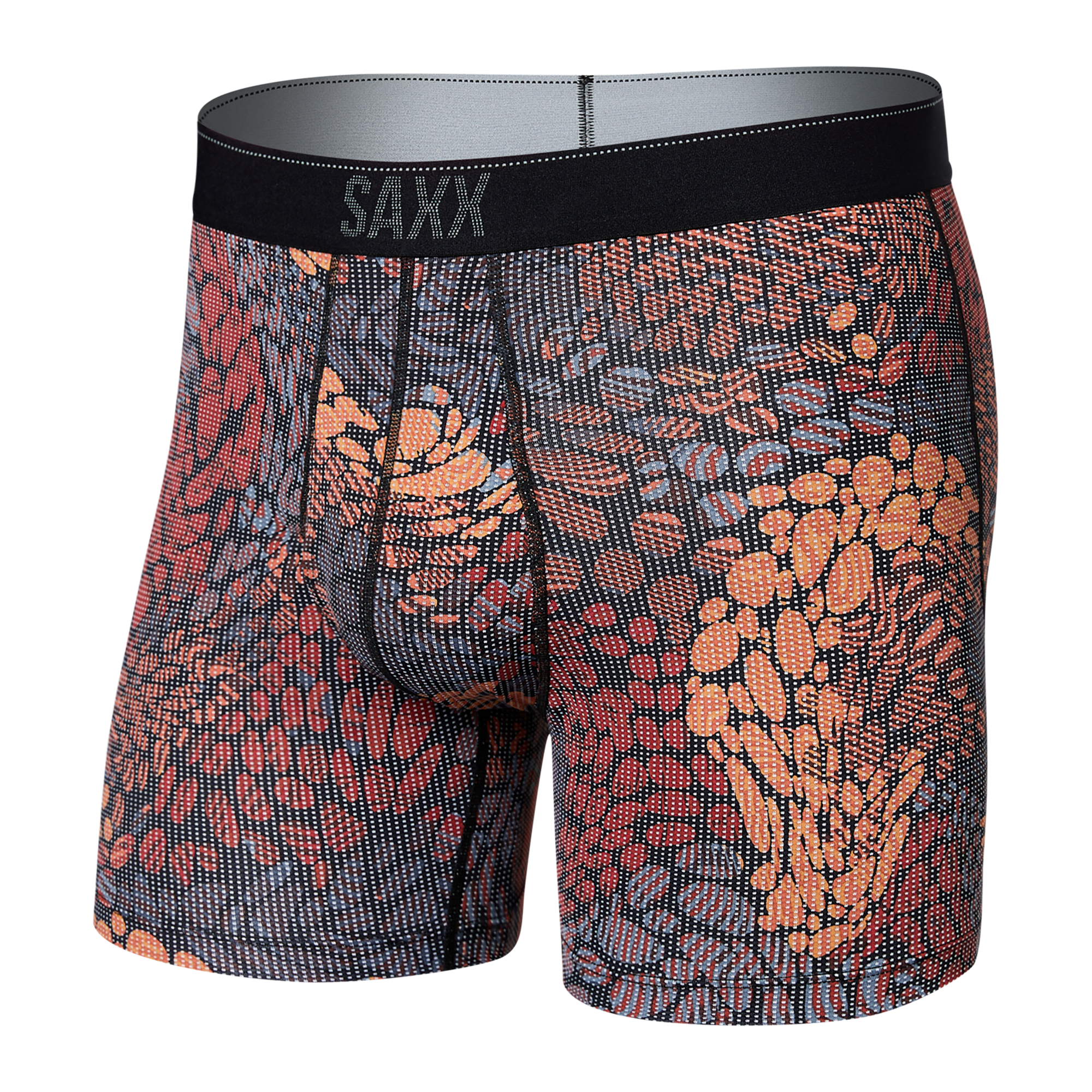 Front of Quest Quick Dry Mesh Boxer Brief in River Rock Camo- Clay