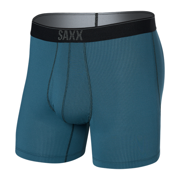 Front of Quest Quick Dry Mesh Boxer Brief Fly in Storm Blue