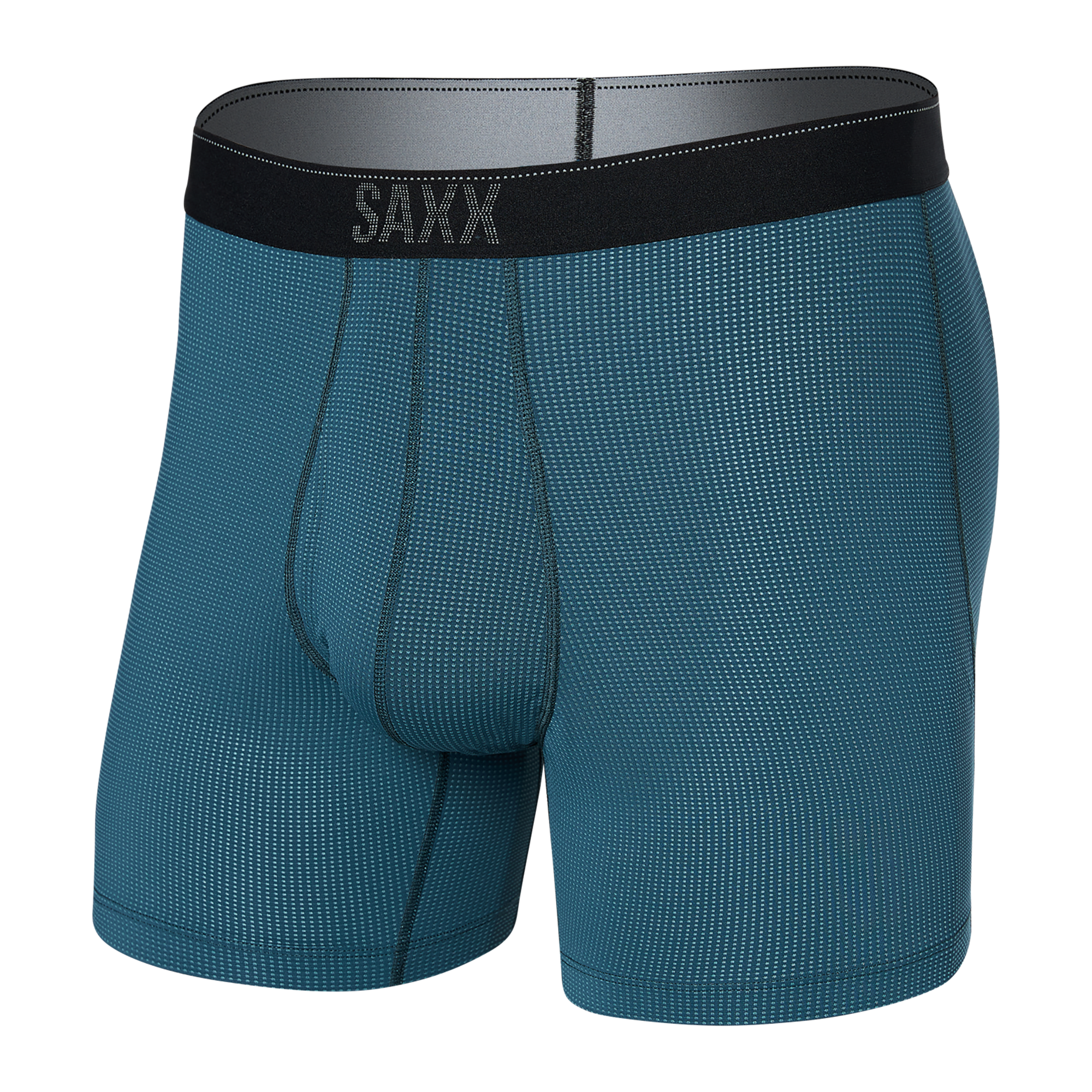 Front of Quest Quick Dry Mesh Boxer Brief Fly in Storm Blue