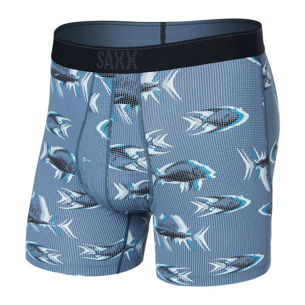 Front of Quest Quick Dry Mesh Boxer Brief Fly in Scaled Up- Twilight