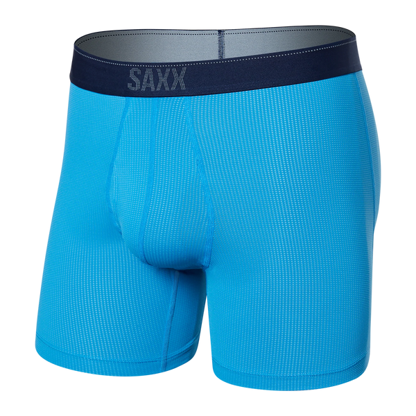 Front of Quest Quick Dry Mesh Boxer Brief Fly in Tropical Blue