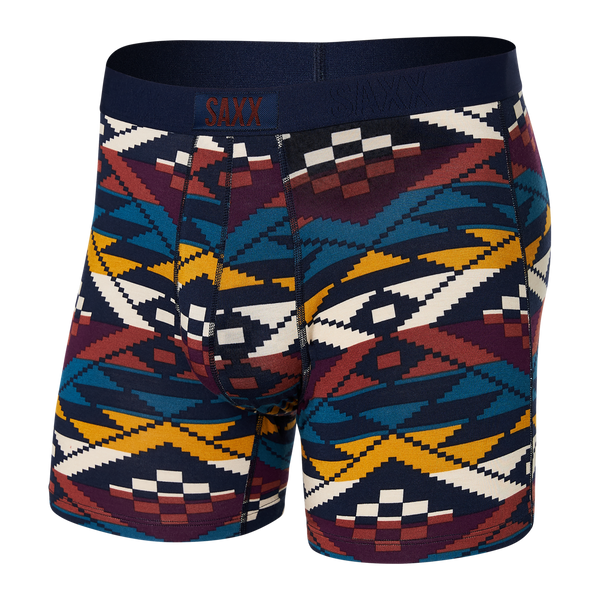 Front of Vibe Super Soft Boxer Brief in Asher Geo- Ocean Multi