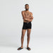 Front - Model wearing Vibe Boxer Brief 3Pack in Black/Grey/Navy