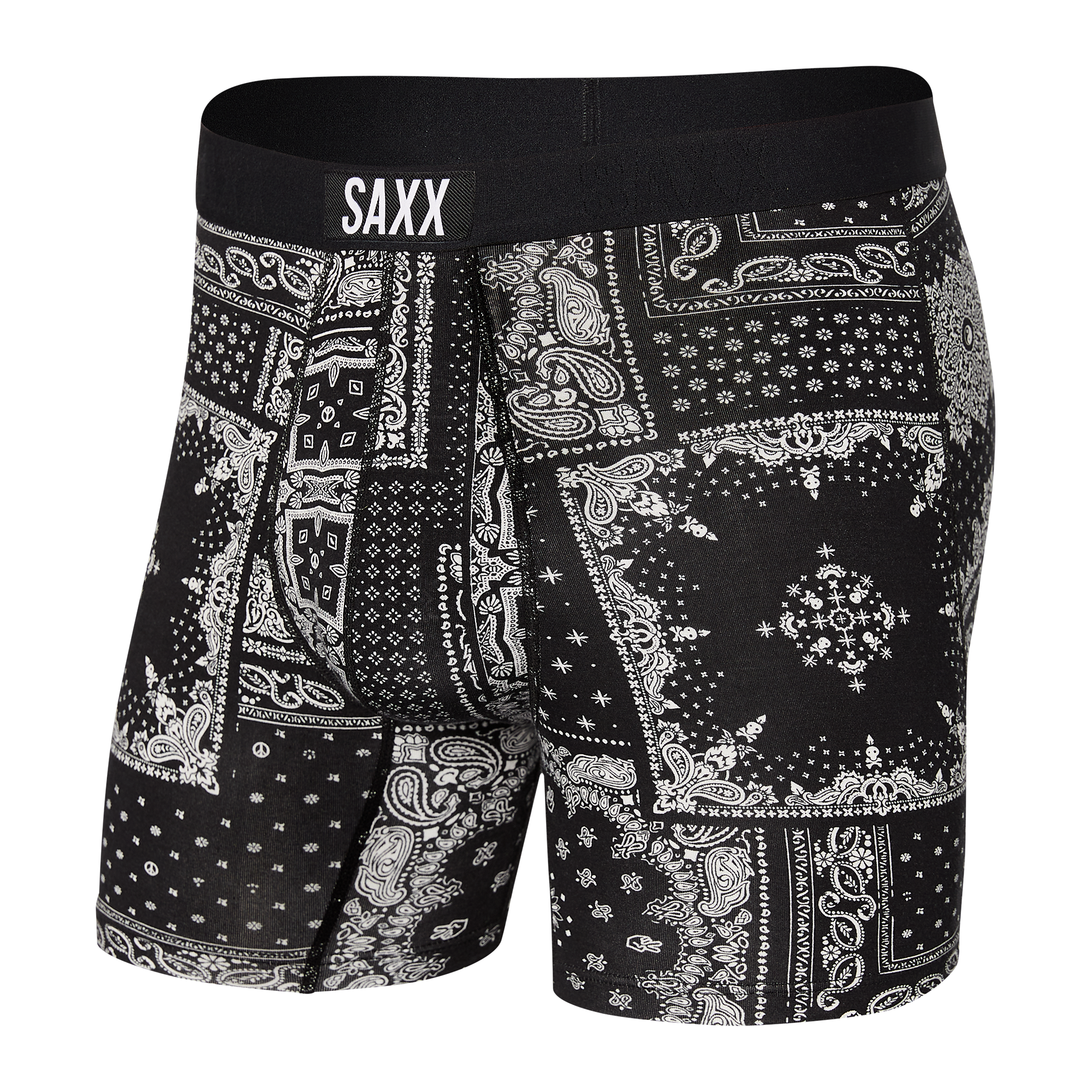 Front of Vibe Boxer Brief in Black/City Blue Heather