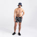 Front - Model wearing Vibe Boxer Brief in Black/City Blue Heather