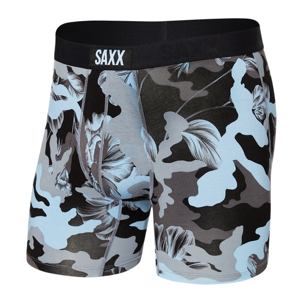 Front of Vibe Boxer Brief in Blue Camo Flora