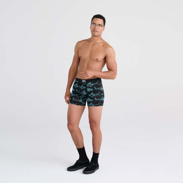 Front - Model wearing Vibe Boxer Brief in Erik Abel-Sharks