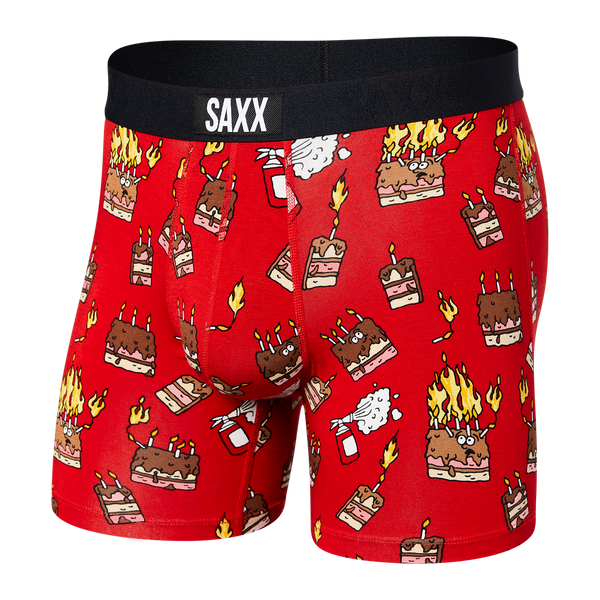 Front of Vibe Super Soft Boxer Brief in Fired Up- Red