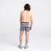Back - Model wearing Vibe Super Soft Boxer Brief in Freehand Stripe- Grey