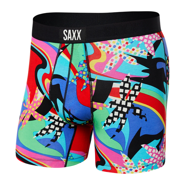 Front of Vibe Super Soft Boxer Brief in Good Times- Multi