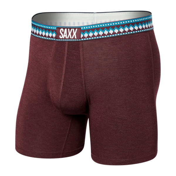 Front of Vibe Super Soft Boxer Brief in Plum Heather/ Sweater Wb