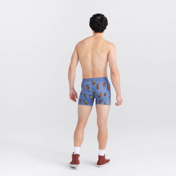 Back - Model wearing Vibe Super Soft Boxer Brief in Stumpy- Blue